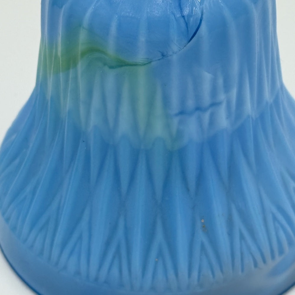 Vintage Elegant Blue Glass Bell With Green Swirls