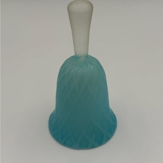 Vintage Blue Frosted Glass Bell With Diamond Pattern