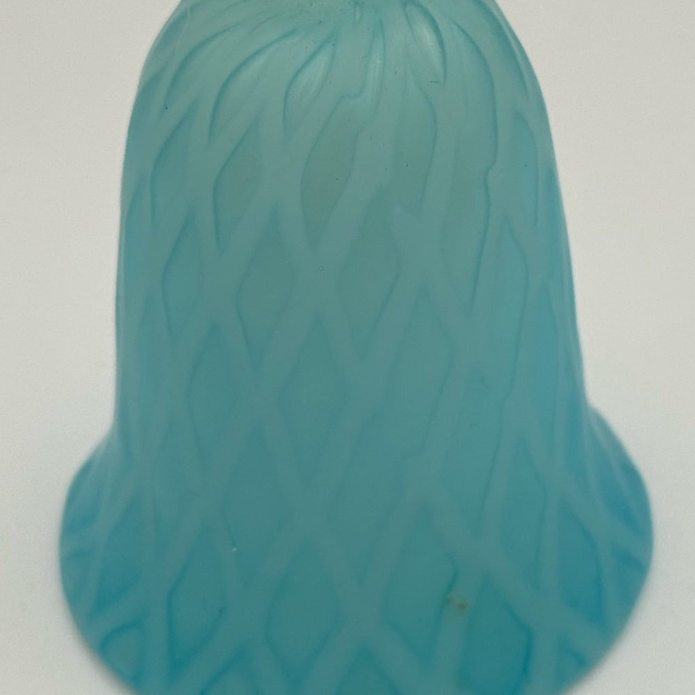 Vintage Blue Frosted Glass Bell With Diamond Pattern