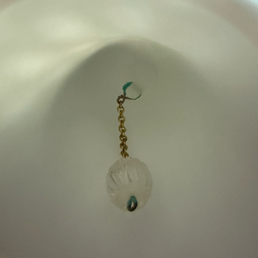 Vintage Blue Frosted Glass Bell With Diamond Pattern