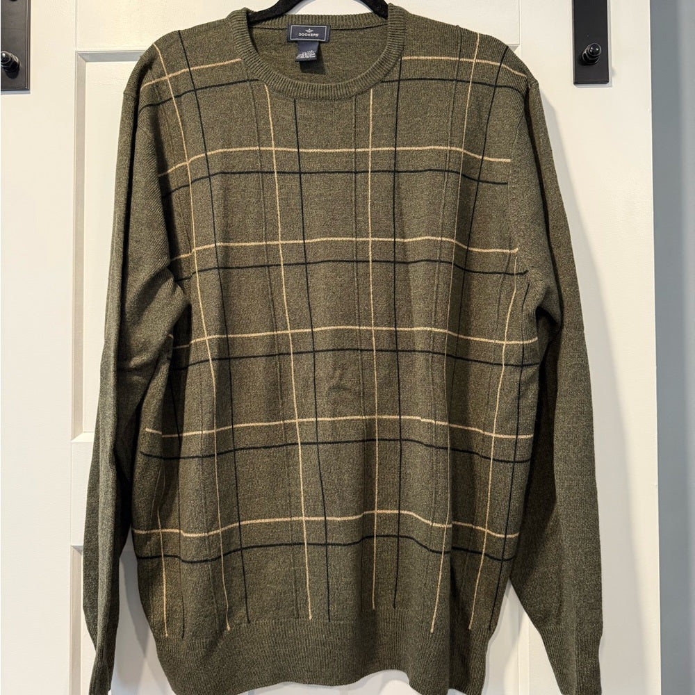 Dockers Men's Olive Green Plaid Crewneck Sweater Size XL