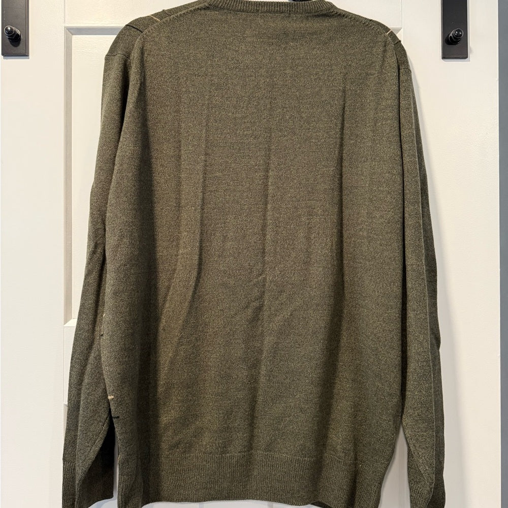 Dockers Men's Olive Green Plaid Crewneck Sweater Size XL