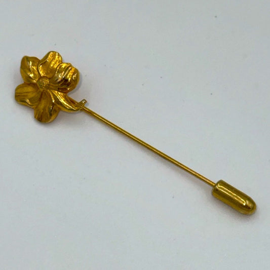 Vintage Gold-Tone Flower Stick Pin