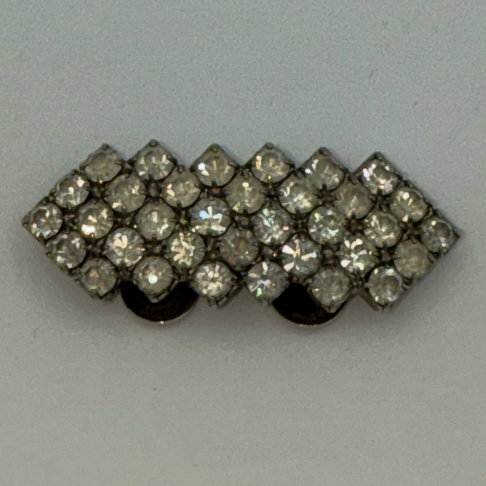 Elegant Vintage Silver-Tone Crystal Brooch With Sparkly CZs
