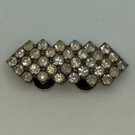 Elegant Vintage Silver-Tone Crystal Brooch With Sparkly CZs