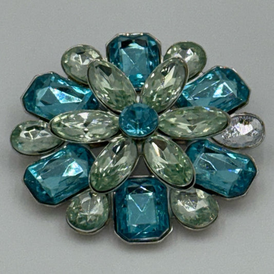Vintage Blue and Green Lucite Gemstone Brooch