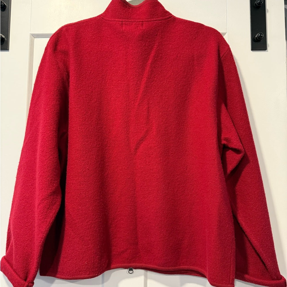 Vintage Woolrich Ruby Red Wool Zip-Up Jacket Ladies Size XL