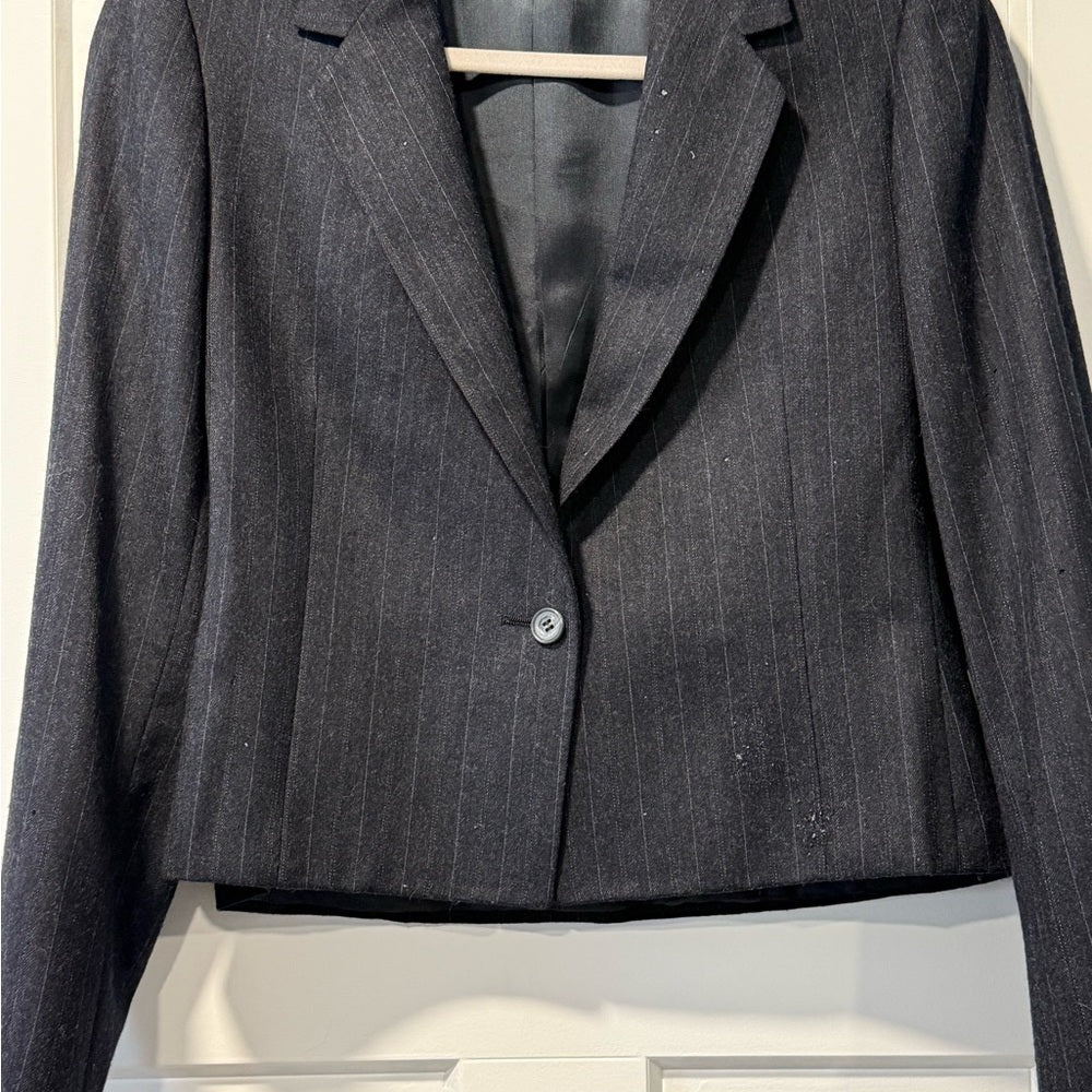 Vintage Charcoal Pinstripe Women's Wool Blazer by Jack Henry Size 12