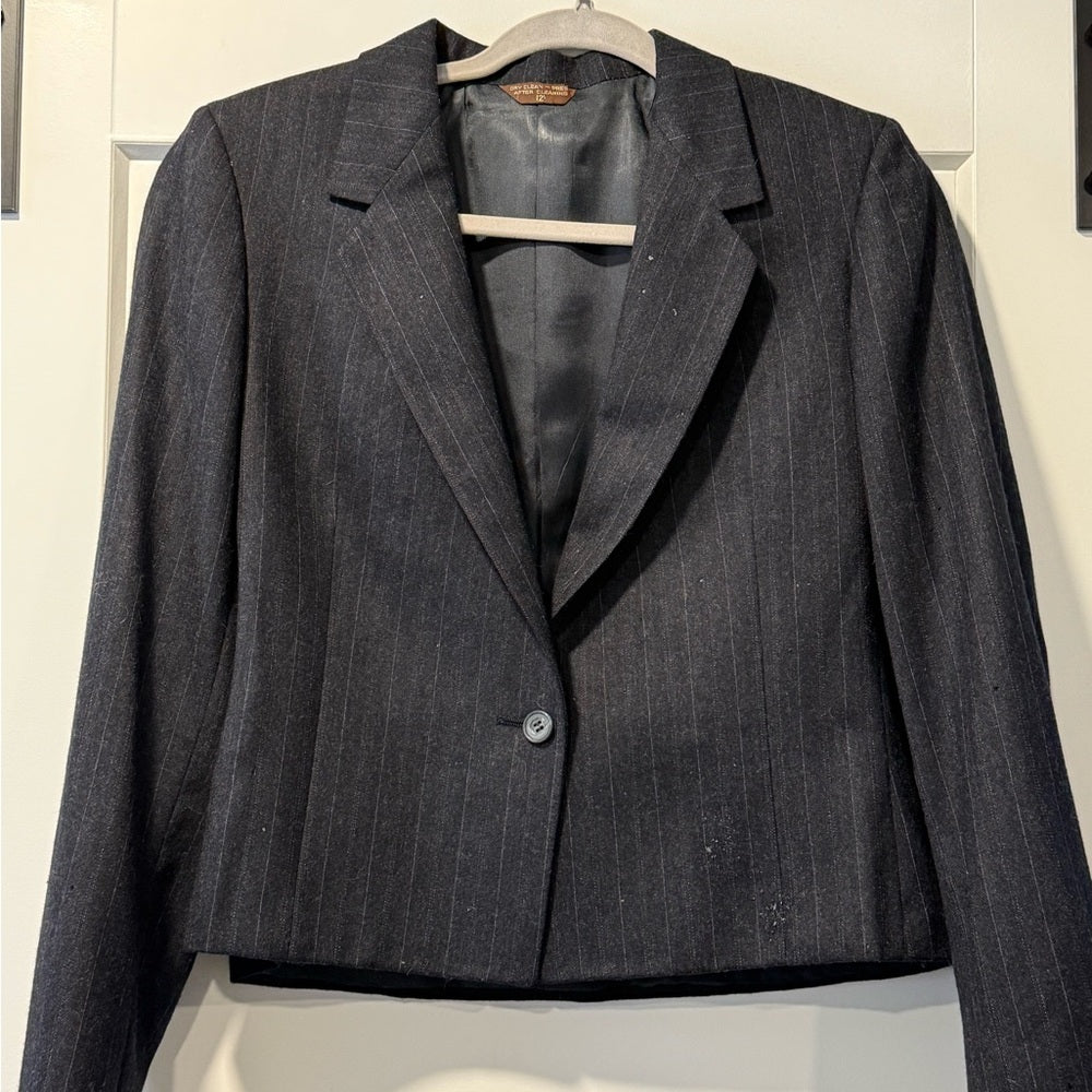 Vintage Charcoal Pinstripe Women's Wool Blazer by Jack Henry Size 12