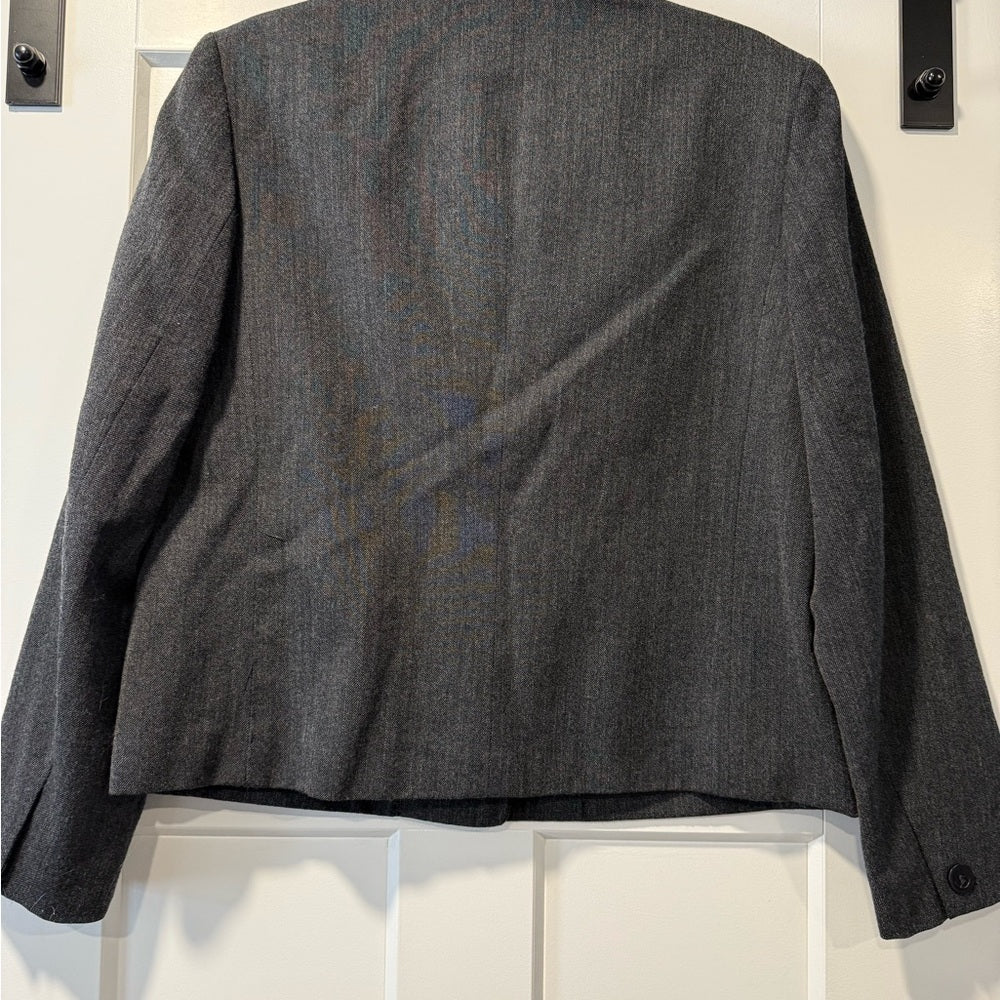 Talbots Classic Charcoal Gray Women's Wool Blazer Size 10