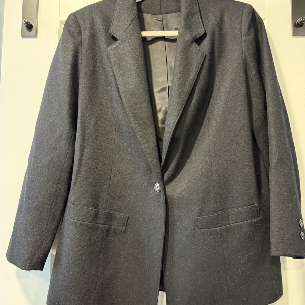 Vintage Classic Black Wool Blazer Women's Size 10 - 12