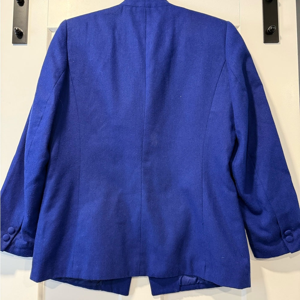 Vintage Royal Blue Wool Blazer by Patricia Roberts Ladies Size 14