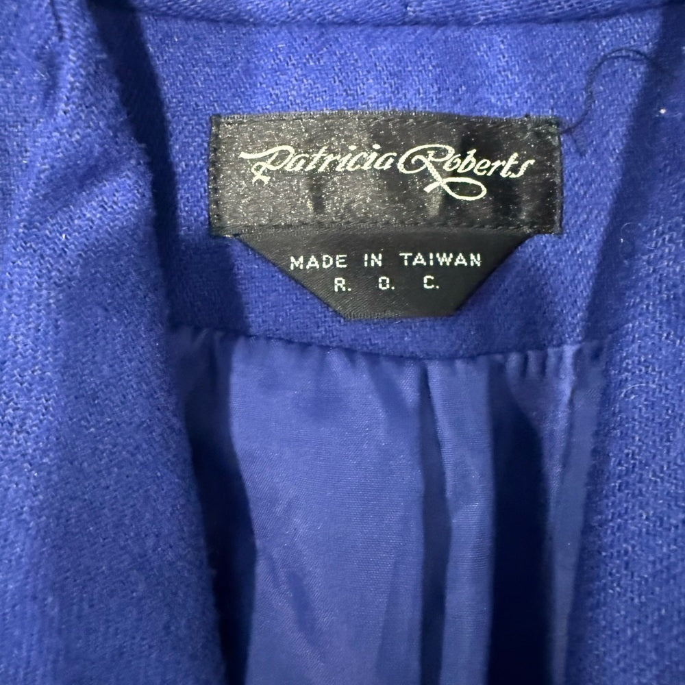 Vintage Royal Blue Wool Blazer by Patricia Roberts Ladies Size 14