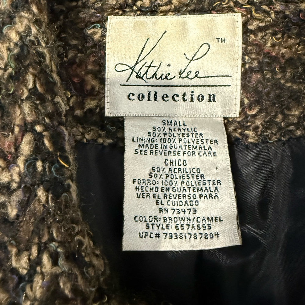 Vintage Kathie Lee Collection Black and Brown Tweed Blazer Ladies Size Small
