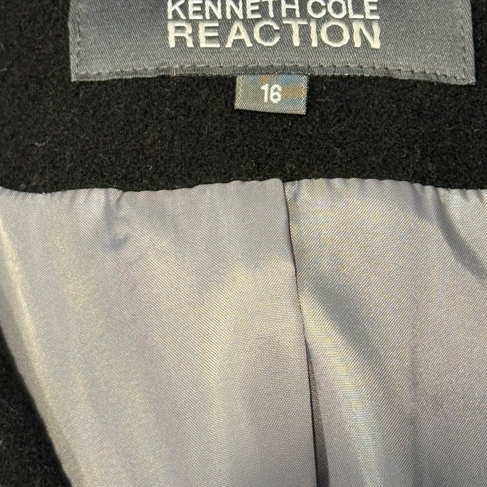 Kenneth Cole Reaction Black Wool Pea Coat Women’s Size 16