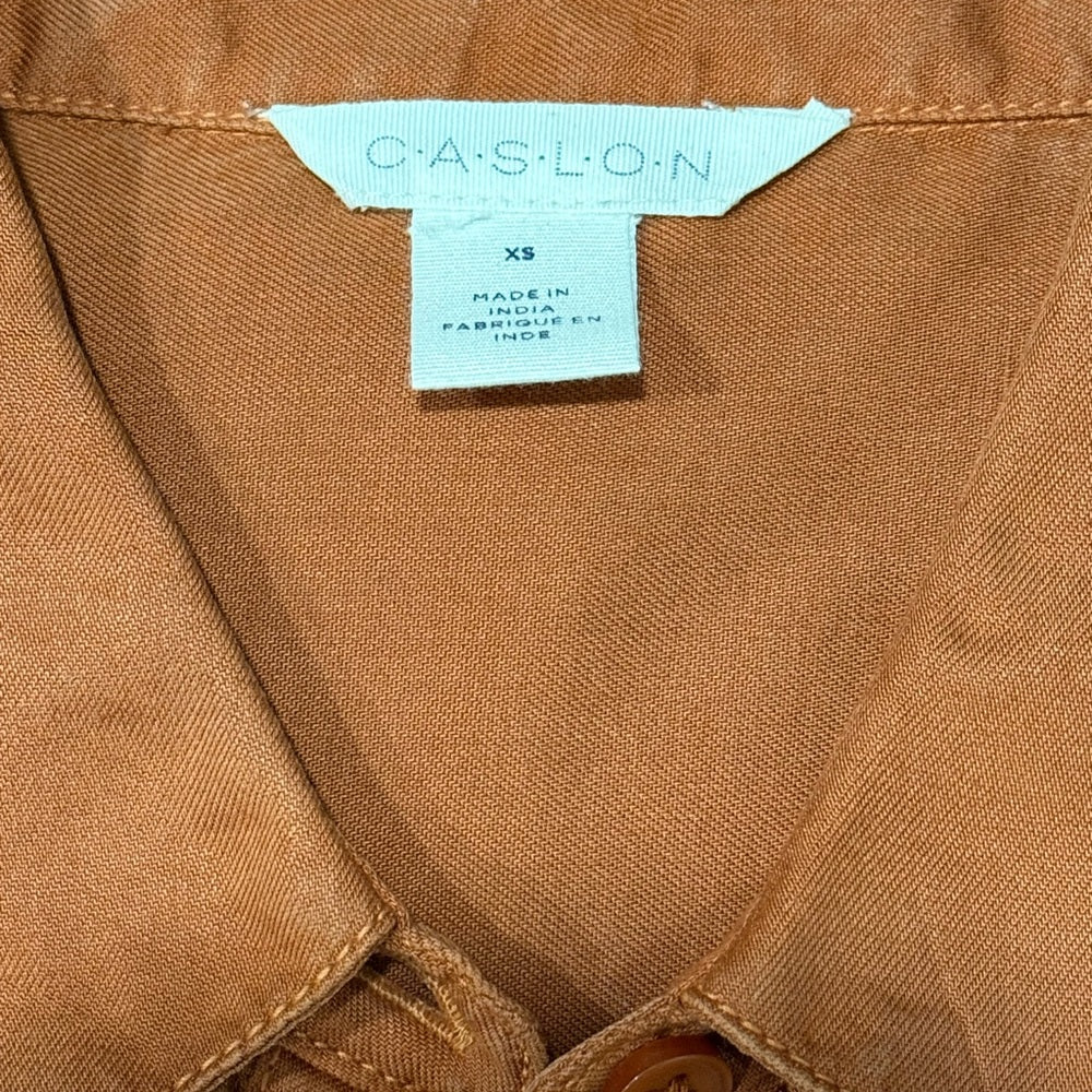 Caslon Terracotta Long Sleeve Tencel Shirt Dress