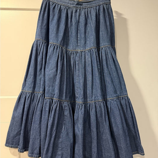 Vintage Denim Tiered Skirt by Foxtails Juniors Size 11