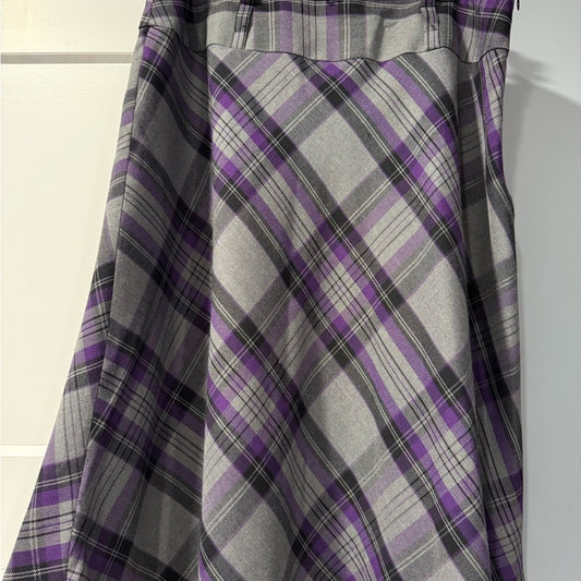 Vintage Purple and Gray Plaid Women's Skirt Size 14 Petite