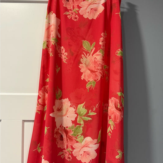 Vintage Coral Pink Floral Skirt by Emma James Ladies Size 10