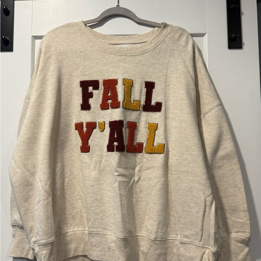 Maurices Fall Y'all Tan Appliqué Lettering Sweatshirt Women’s Size 2X
