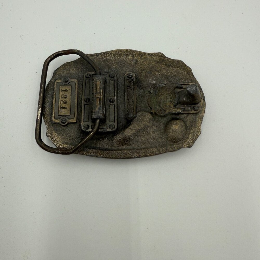 1986 Vintage Iowa Hawkeye State Brass Belt Buckle