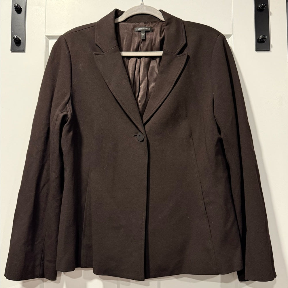 Eileen Fisher Dark Brown Blazer Ladies Size Large
