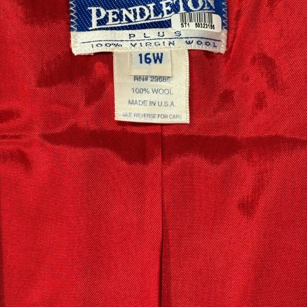 Pendleton Vintage Red Women's Blazer Size 16W With Gold Buttons