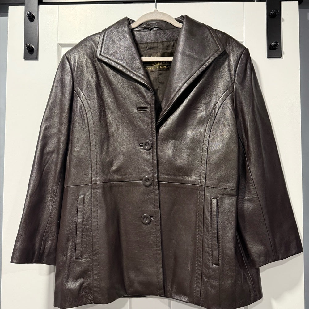 Vintage Women's Brown Leather Jacket by Alaskan Everywear Size 12