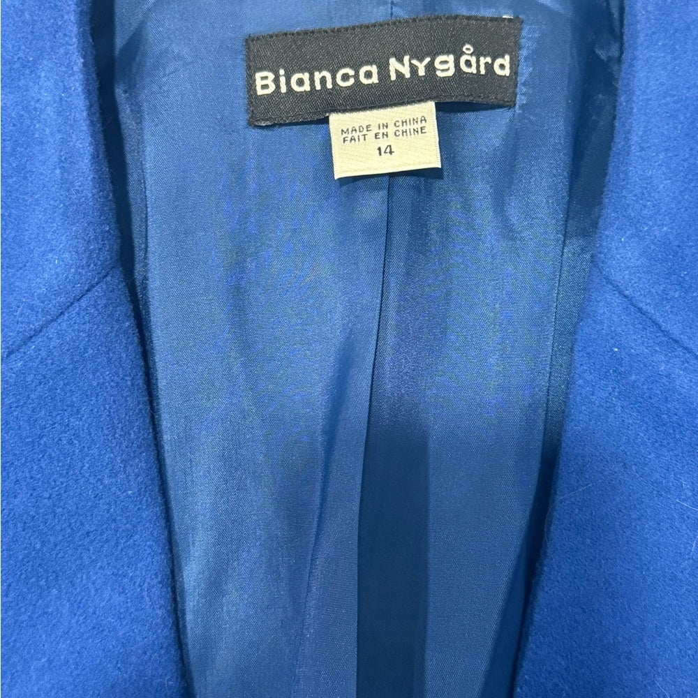 Vintage Ladies Royal Blue Wool Blazer by Bianca Nygard Size 14