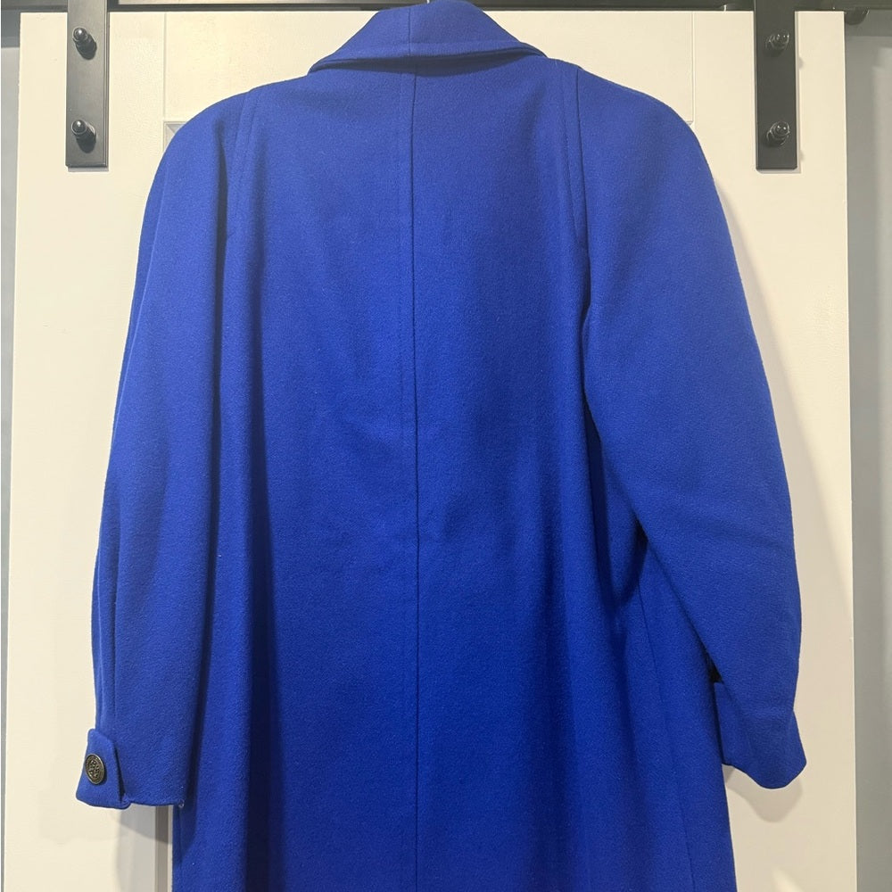 Vintage Royal Blue Ladies Wool Coat by Beau Brem Size 12 Union Made in USA