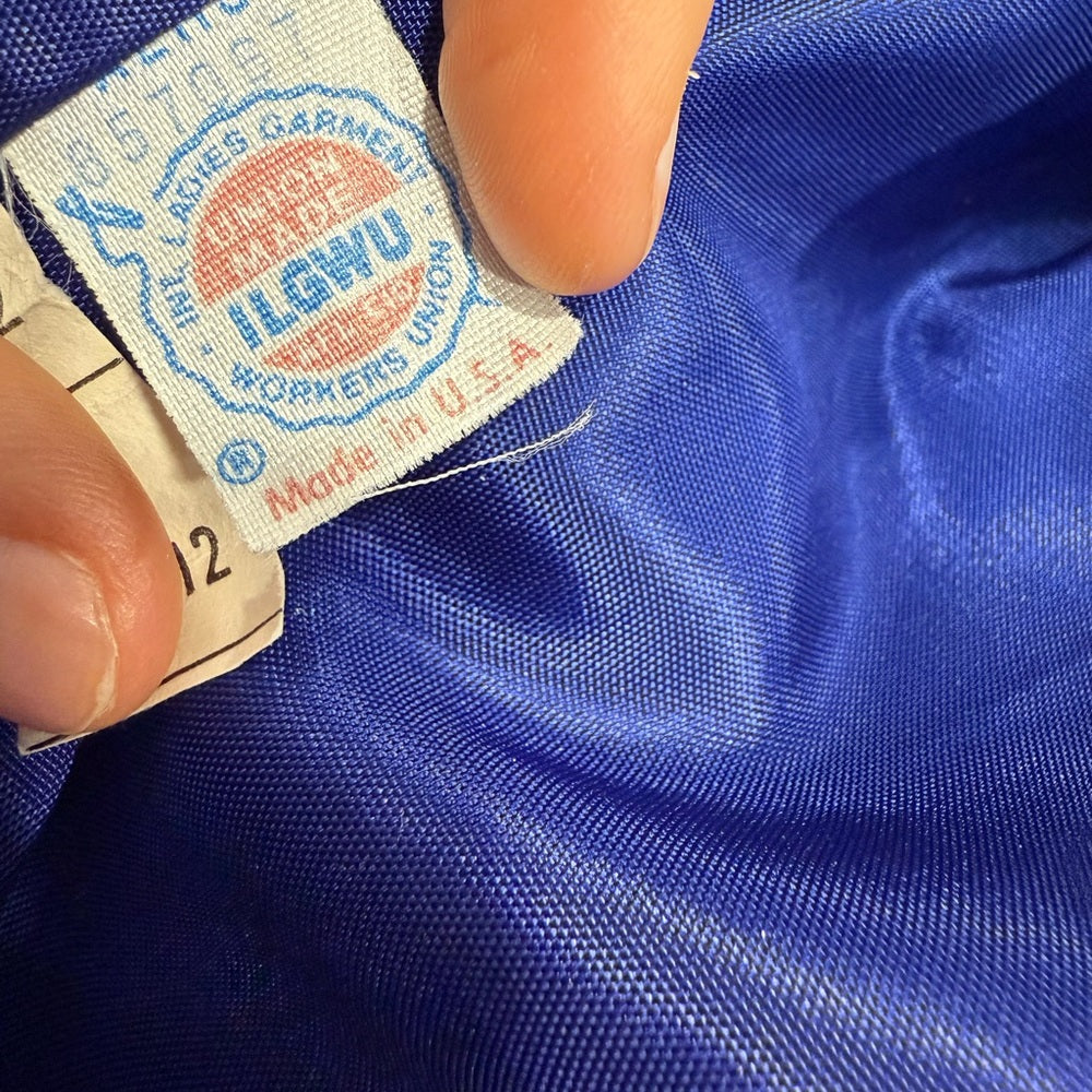 Vintage Royal Blue Ladies Wool Coat by Beau Brem Size 12 Union Made in USA