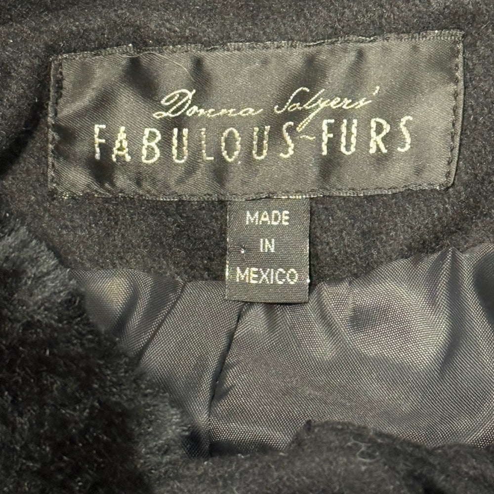 Vintage Fabulous Furs Black Wool Hooded Cape Coat Girls Size 7