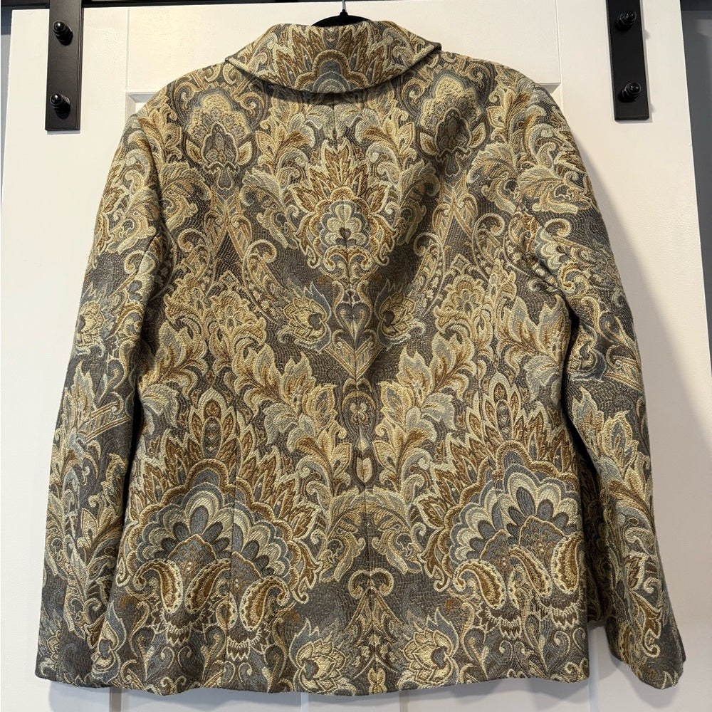 Vintage Focus 2000 Paisley Blazer in Beige, Tan and Gold Women’s 16W