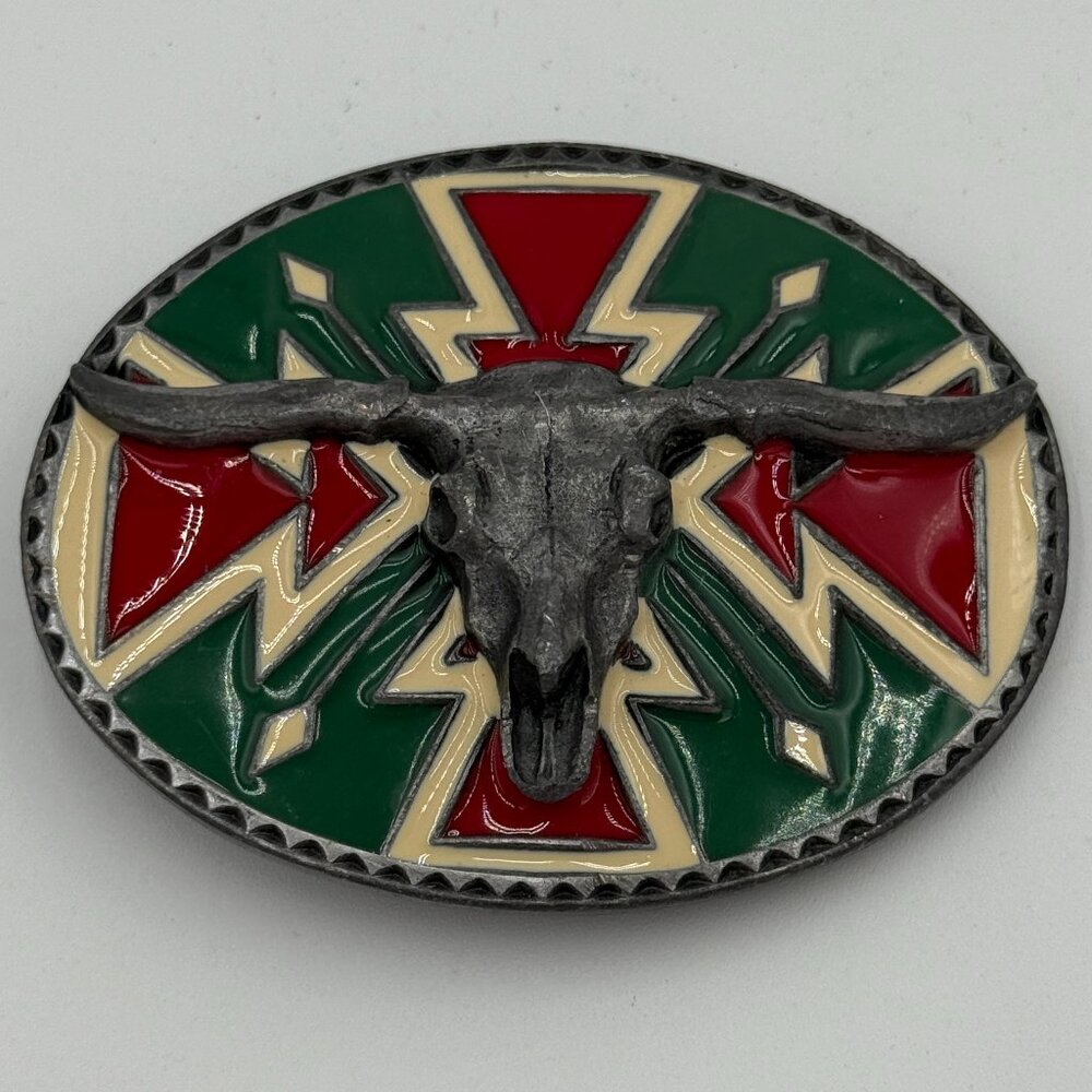 Vintage 1990 Siskiyou Native American design sliver belt buckle
