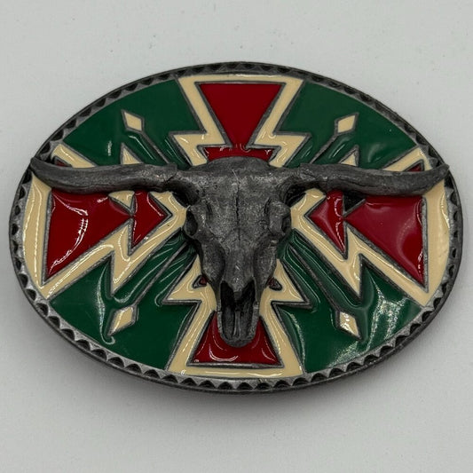 Vintage 1990 Siskiyou Native American design sliver belt buckle