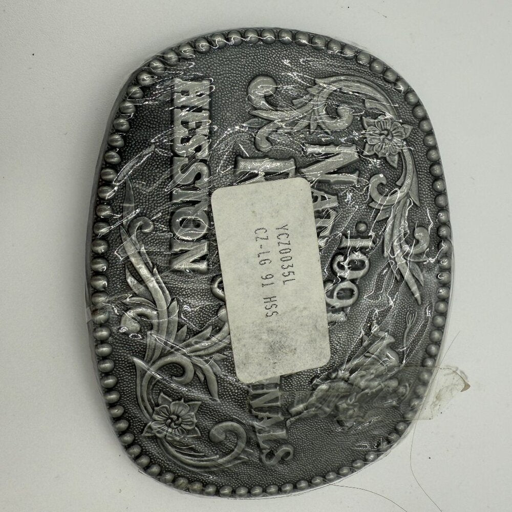 Vintage 1991 Hesston National Finals Rodeo Belt Buckle - sealed