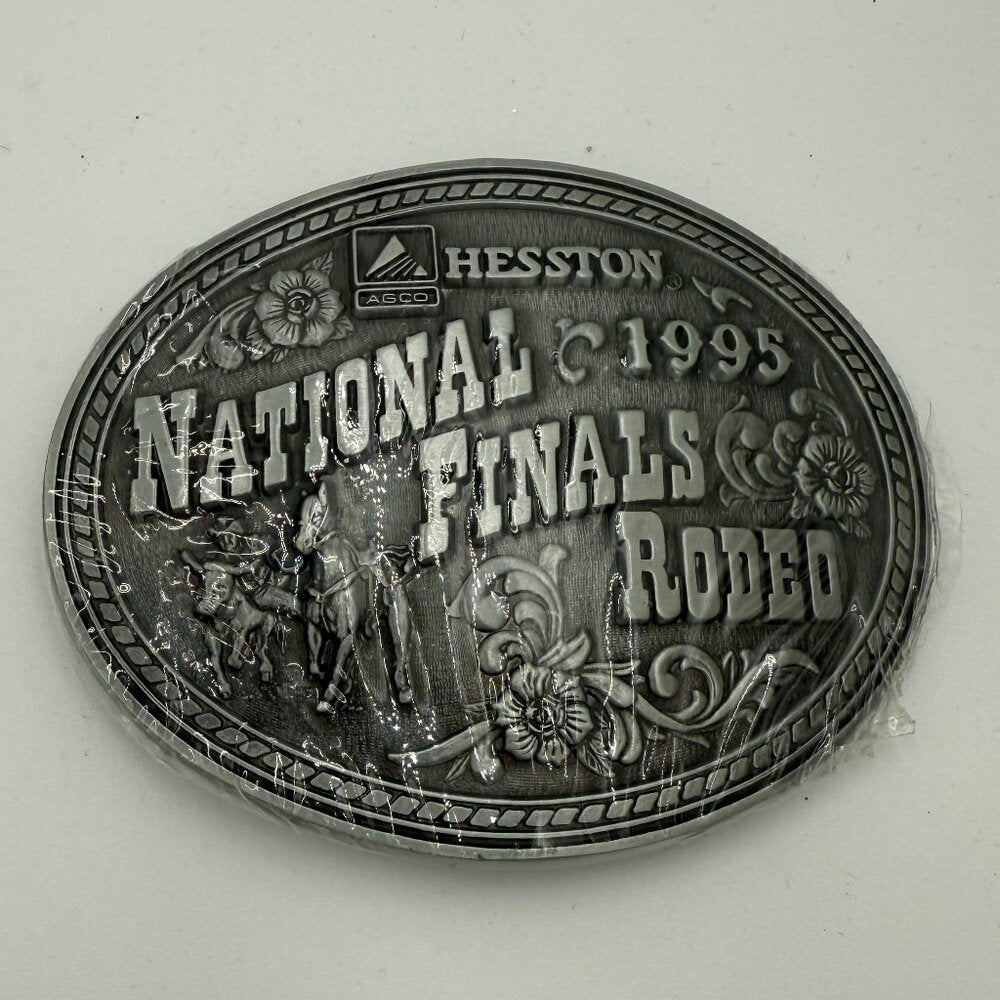 Vintage 1995 Hesston National Finals Rodeo Belt Buckle - sealed