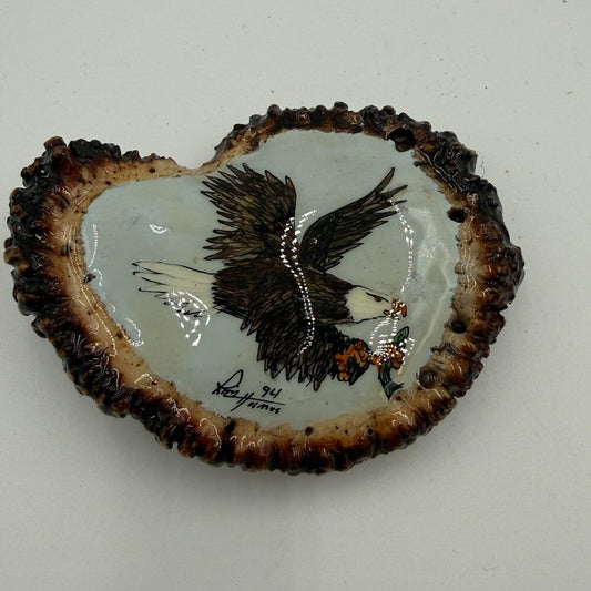 Vintage Painted Eagle on Wood Belt Buckle