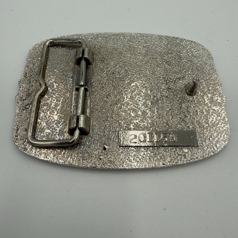 Vintage Silver Belt Buckle with Golden Eagle