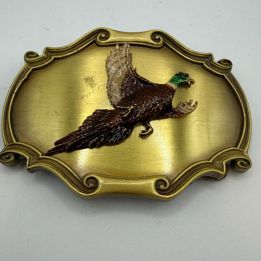 Vintage 1978 Gold Multi-Color Bird Belt Buckle