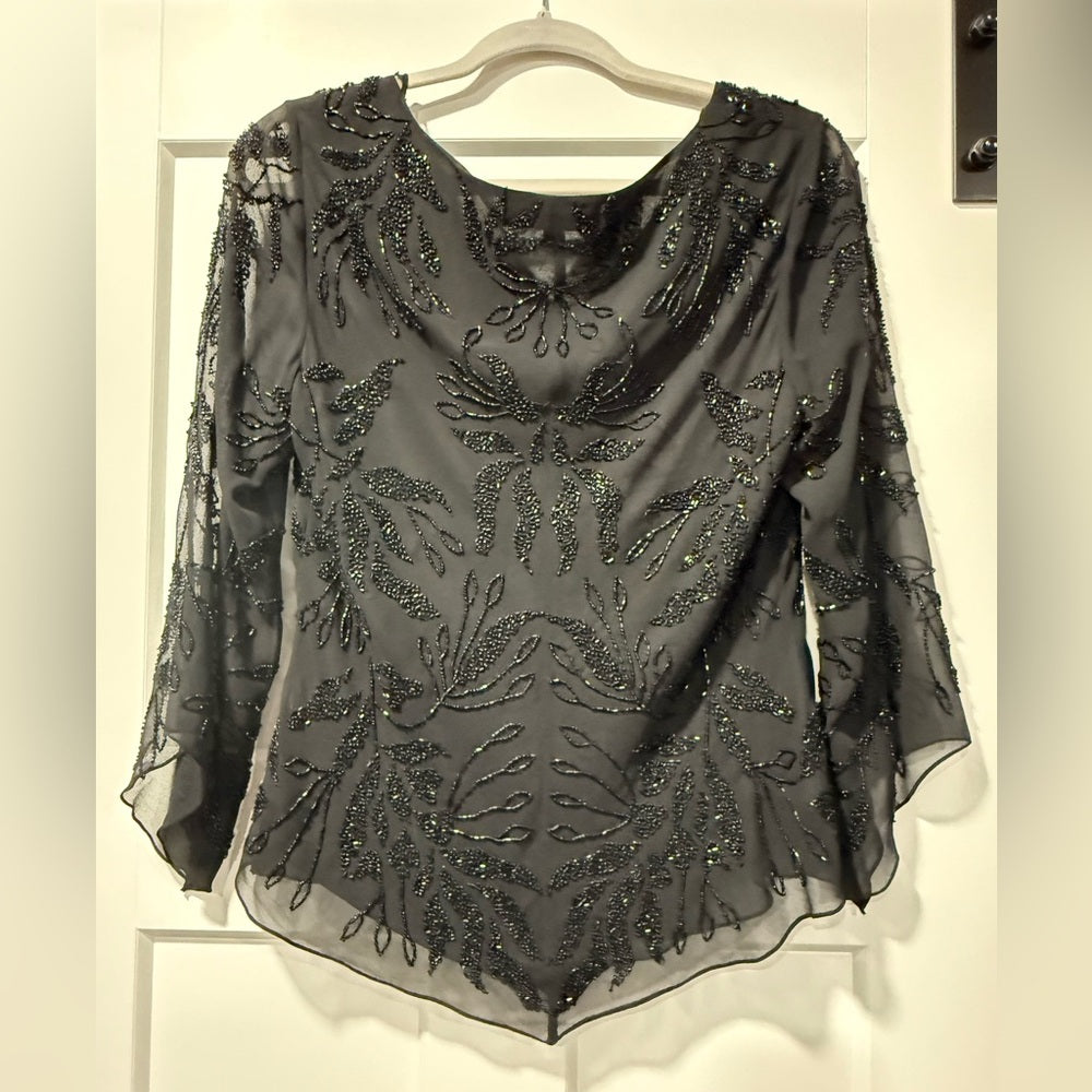 Jkara New York Elegant Black Beaded Women's Top Size Medium