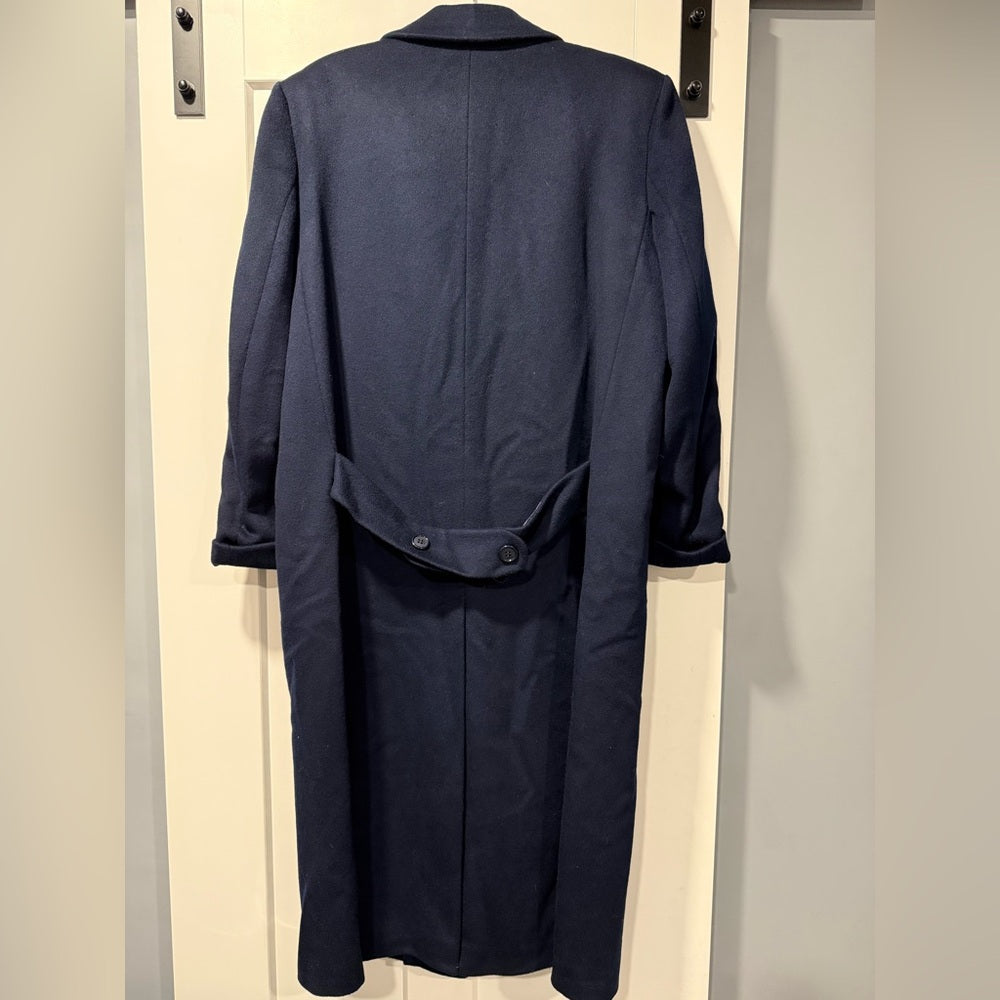 Vintage Ashley Scott Navy Blue Wool Trench Coat Ladies Size 15/16