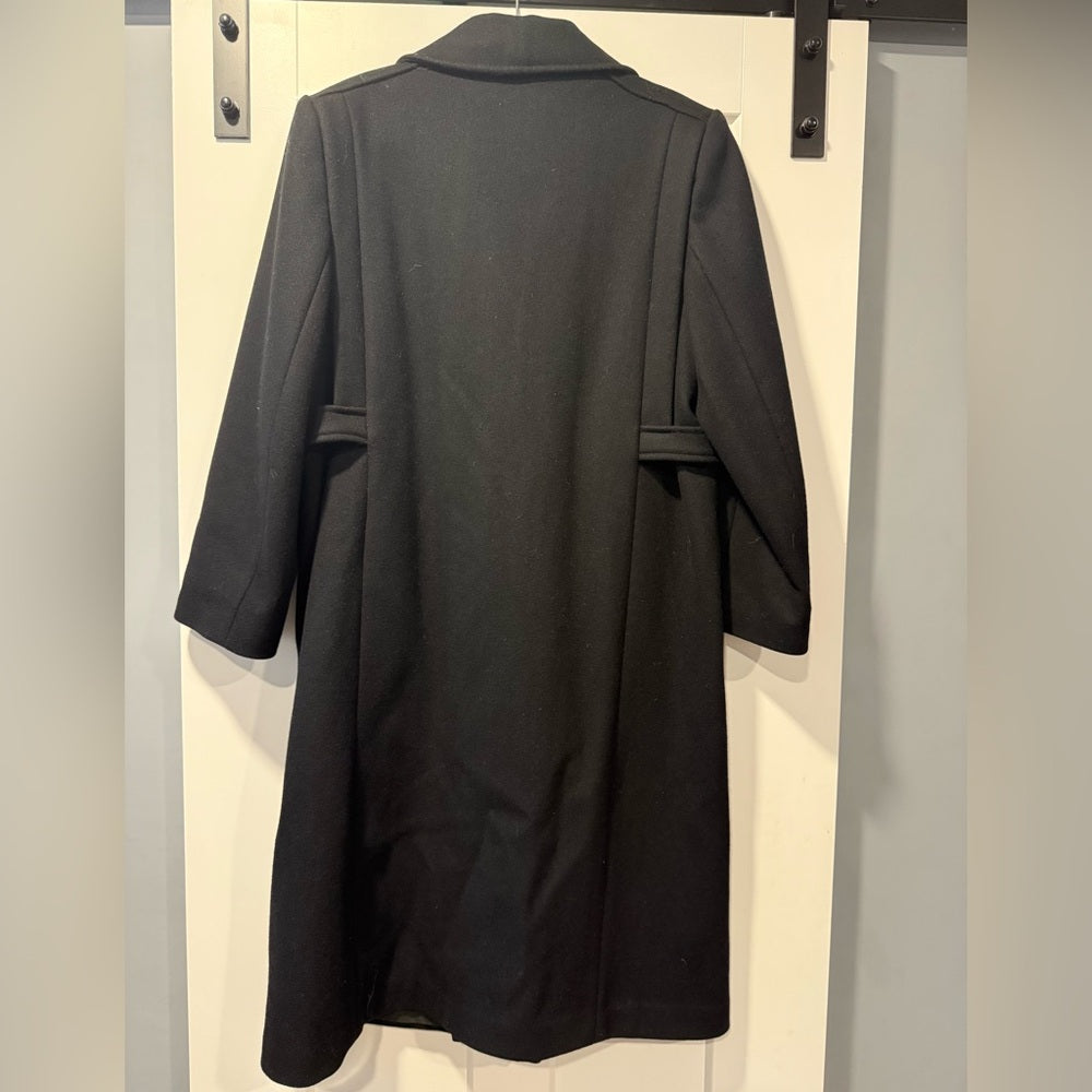 Vintage Black Double-Breasted Wool Trench Coat by International Scene Ladies 16