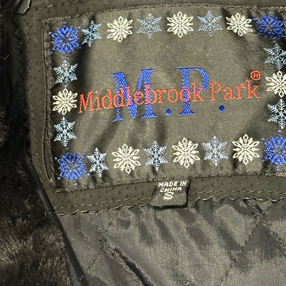 Vintage Black Suede Coat With Faux Fur Accents by Middlebrook Park Ladies Small