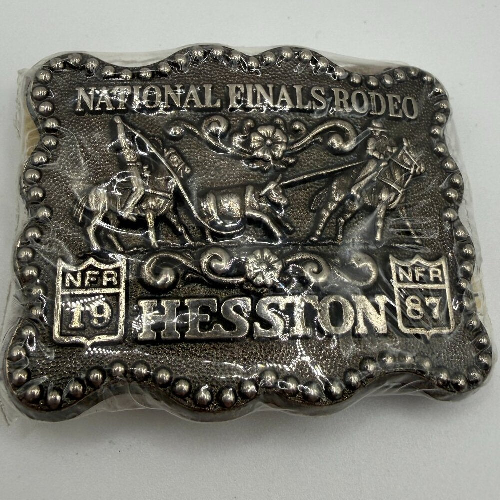New 1987 Hesston National Finals Rodeo Limited Juniors Belt Buckle