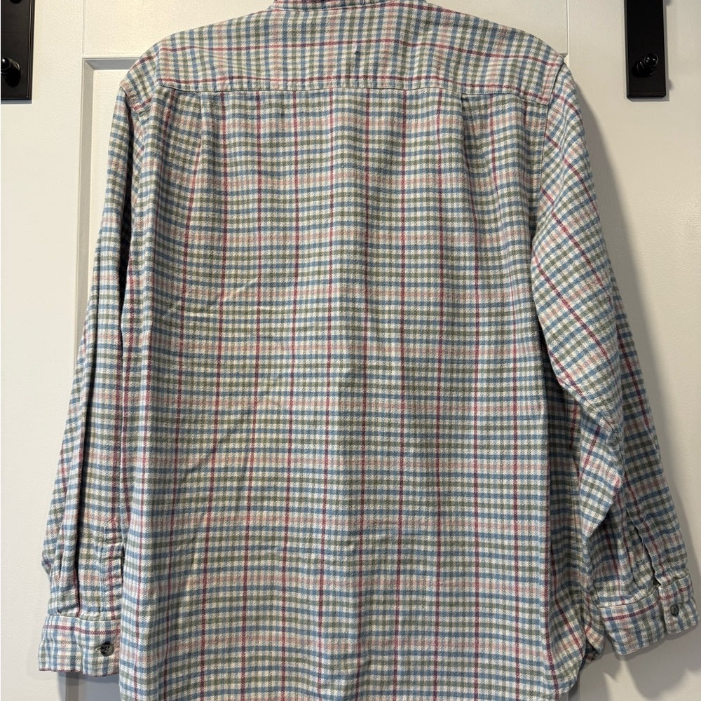 Vintage Van Heusen Blue, Mauve & Pink Checkered Flannel Shirt Ladies Size XL