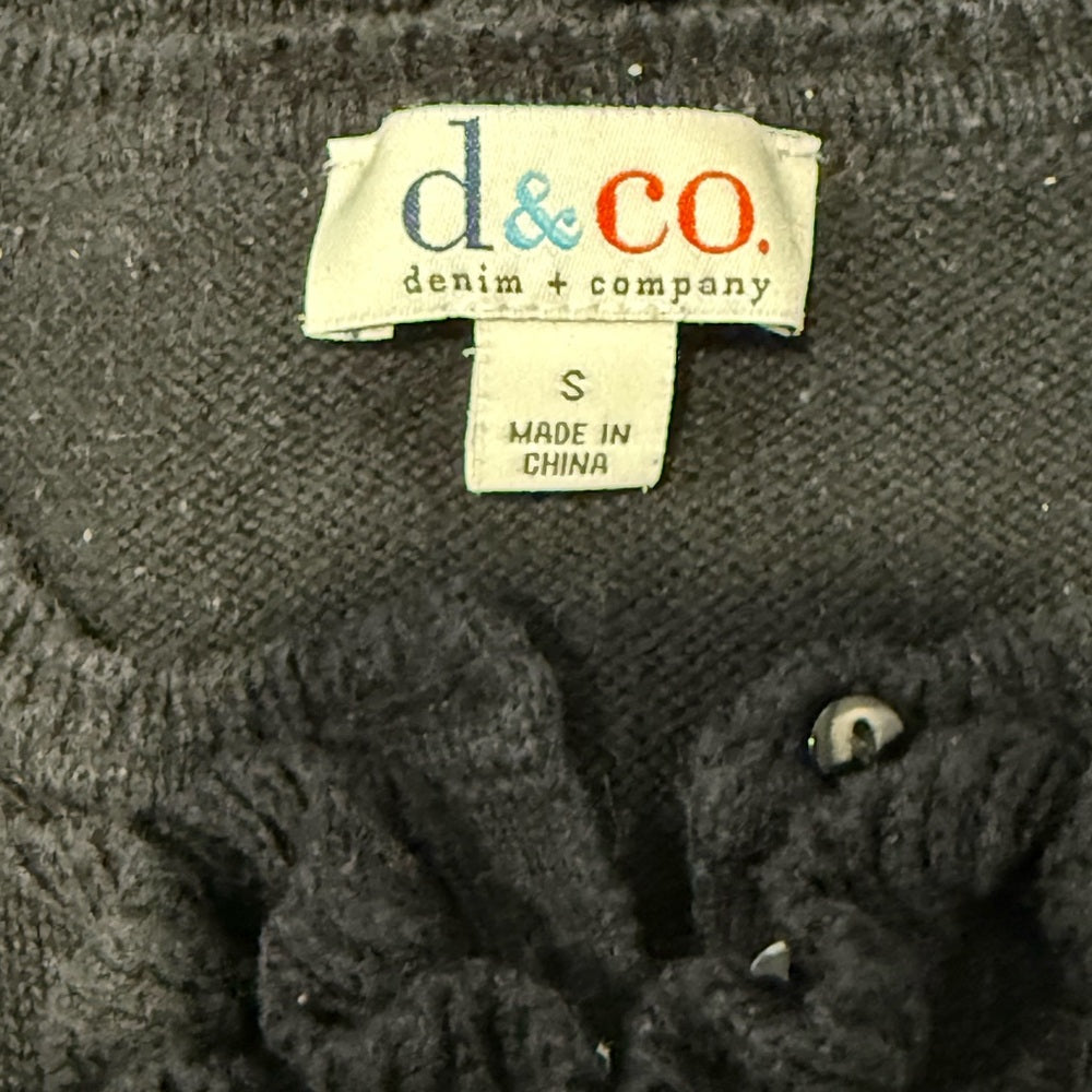Vintage Black Sweater With Ruffle Front by Denim & Co. Ladies Size Small
