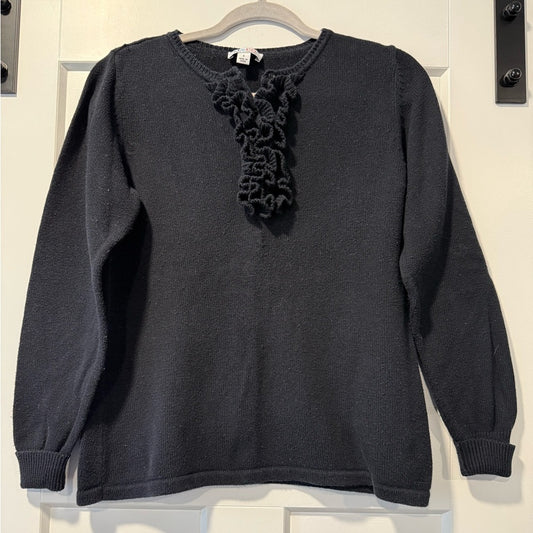 Vintage Black Sweater With Ruffle Front by Denim & Co. Ladies Size Small