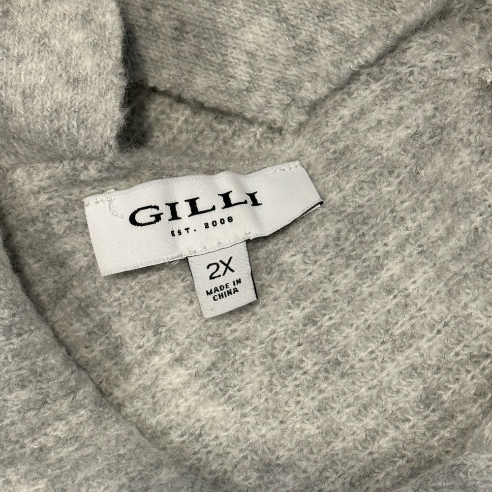 Gilli Light Gray Women's Crew Neck Sweater w/ Criss-Cross Back Sz 2X