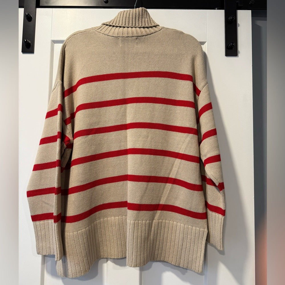 Old Navy Beige and Red Turtleneck Sweater Ladies Size XL